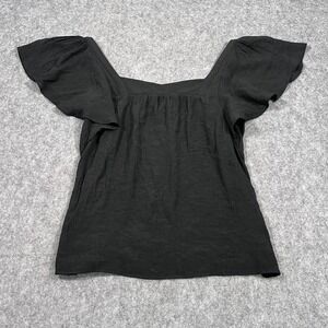 Anthropologie‎ Maeve Black Parkes Square-Neck Flutter Top Women's Size Large